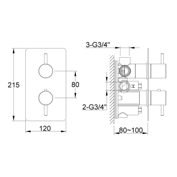 Mixer termostatic de duș și cadă ascuns Kohlman Axel QW433AGD Gold